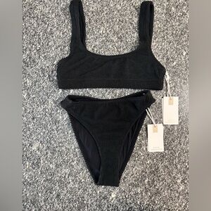 Good American Black Ribbed Bikini Set